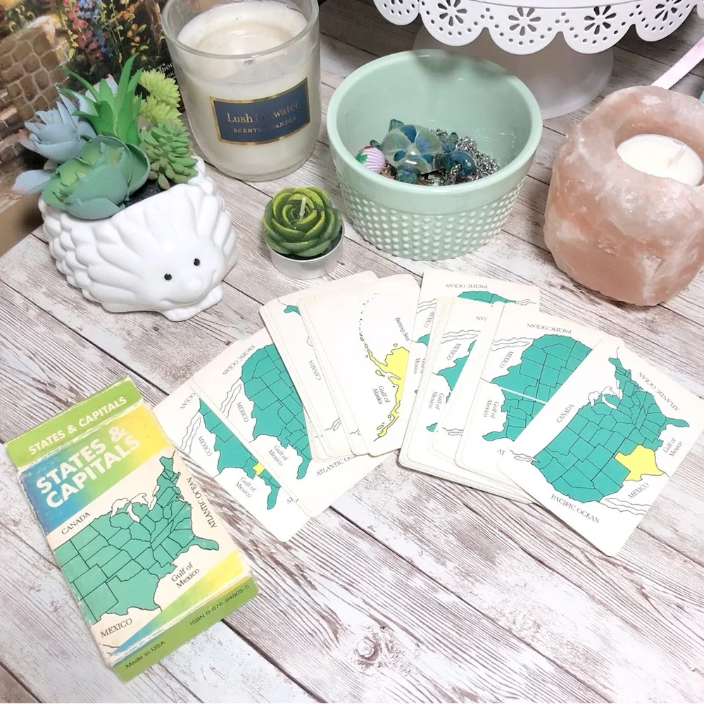 1988 Random House States & Capitals Small Vintage Flashcards 80s Homeschool Vtg